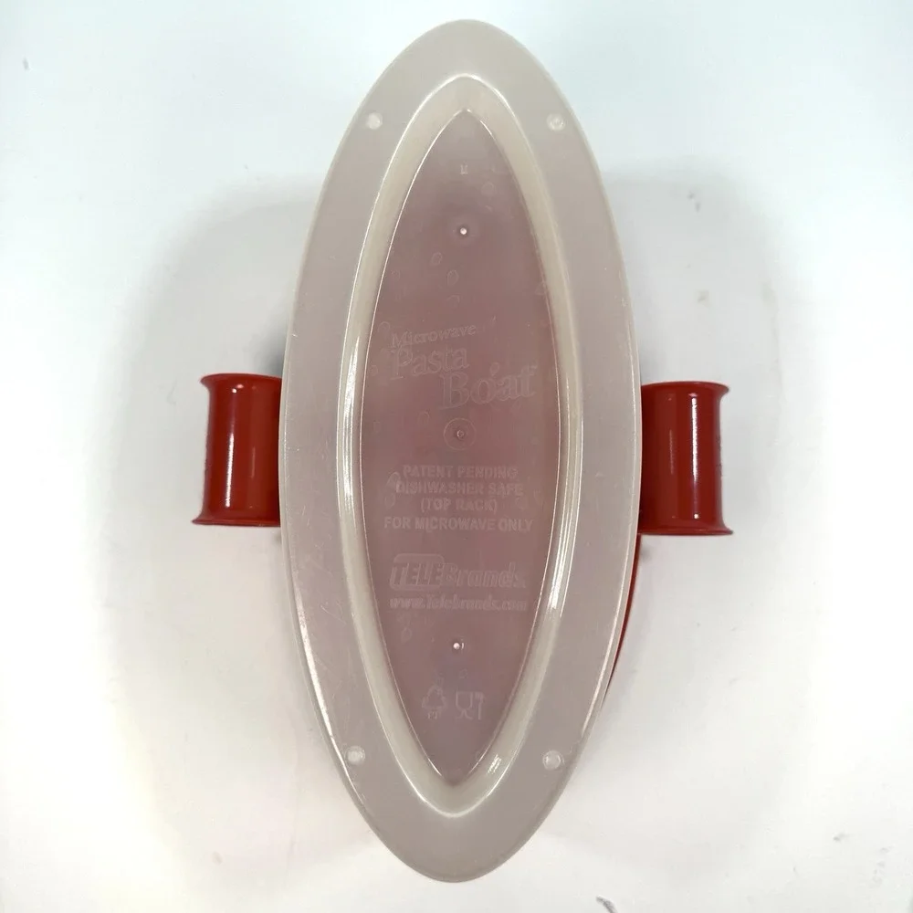 Microwave Pasta Boat TeleBrands Red Complete Strainer Insert Recipe Book